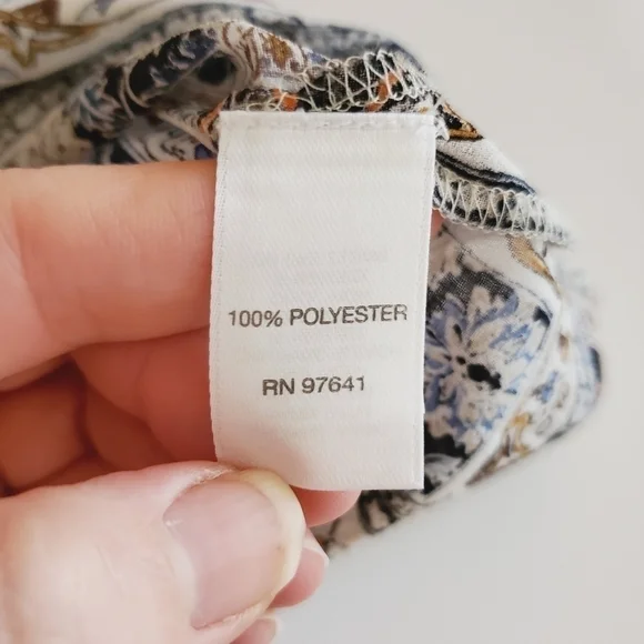 1037 * J. Jill Patchwork Print Blouse Cream Brown Size XS - Picture 5 of 8